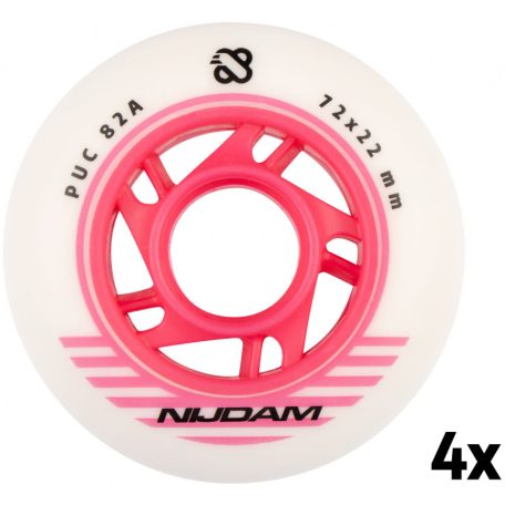 Nijdam Pink görkorcsolya kerék szett, 72x22 mm