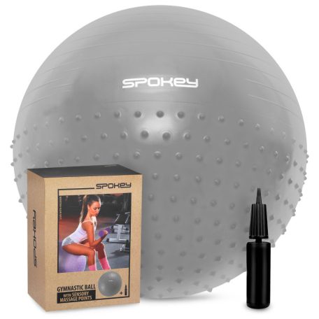 Spokey Half-Fit gimnasztika labda masszázsrésszel, pumpával, 55 cm