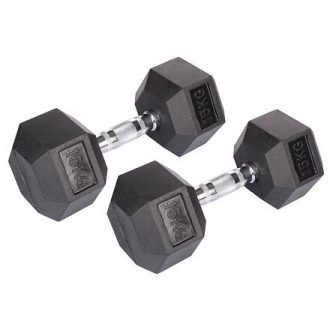Hatszögletű gumi súlyzó Súlyzó 2 db súly 15 kg