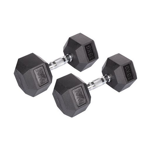 Hatszögletű gumi súlyzó Súlyzó 2 db 30 kg