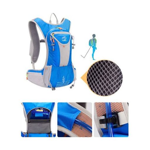 Kék színű, országúti futóhátizsák, 15 l-es űrtartalommal