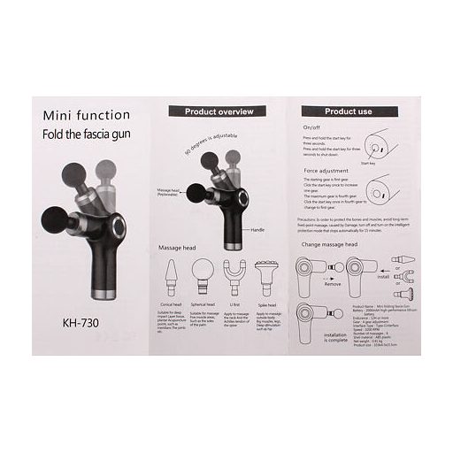 Masszázspisztoly Mini vibrációs masszázspisztoly fekete változat 40356