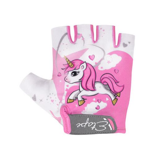 Apró gyerek kerékpáros kesztyű fehér-rózsaszín ruházat 3-4-es méret