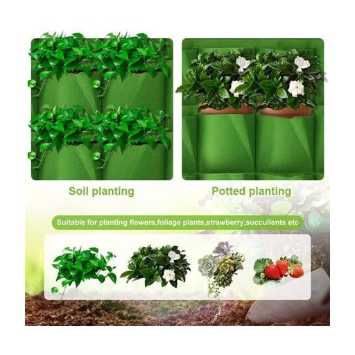 Vízszintes termesztőzsák 6 falú ültetőzsák fekete csomagolás 1 db