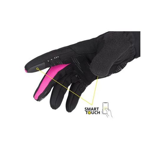 Jasmine WS+ női kesztyű fekete-rózsaszín ruházat M-es méret