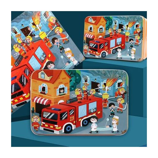 Tűzoltóautó kirakó 100 darabos csomagolás 1 csomagolás