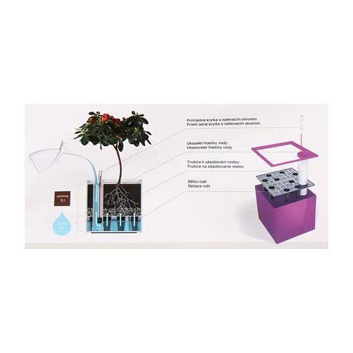 Cubico önöntöző virágcserép piros, hossza 27 cm