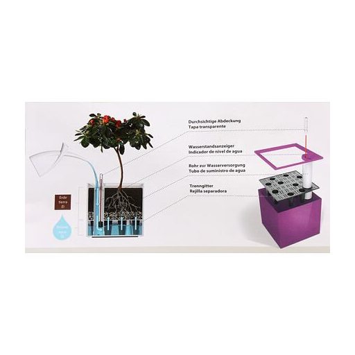 Cubico önöntöző virágcserép piros, hossza 27 cm