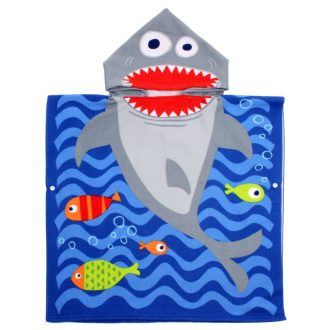 Shark poncho towel for kids packaging 1 pc