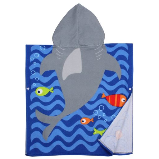Shark poncho towel for kids packaging 1 pc