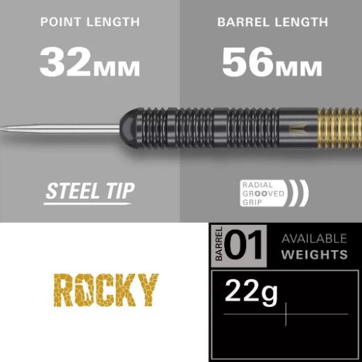 Dart szett steel Target Josh Rock 22g, réztestű, brass