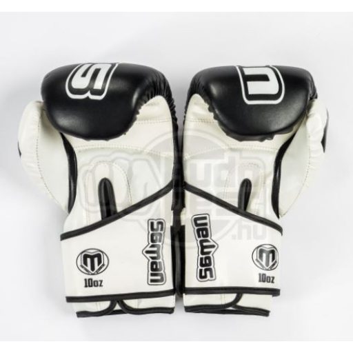 Boxkesztyű, Saman, Colours 1985, műbőr, fekete/fehér, 14 oz méret