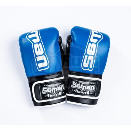 Boxkesztyű, Saman, Colours 1985, műbőr, kék/fehér, 12 oz méret