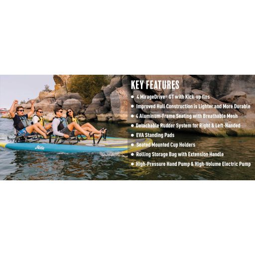 Hobie Mirage iTrek Fiesta, 4 személyes, felfújható kajak pedál hajtással