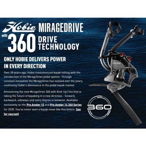Hobie Mirage Pro Angler 14 horgászkajak 360XR meghajtó technológiával , pedál hajtással