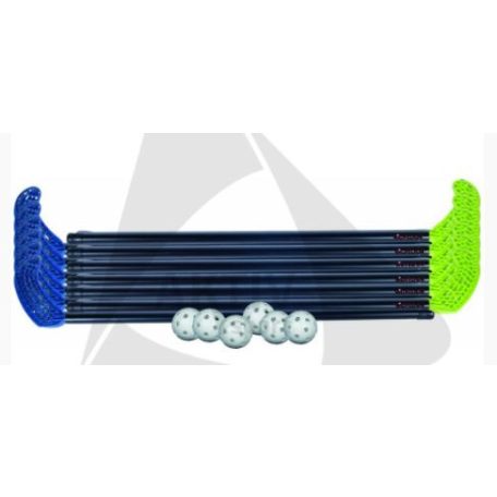 Floorball szett, 85 cm, 2x6 db ütő, 6 labda