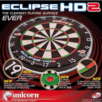   Darts tábla, Unicorn Eclipse HD2 PDC TV Edition, verseny minőségű, sisalból