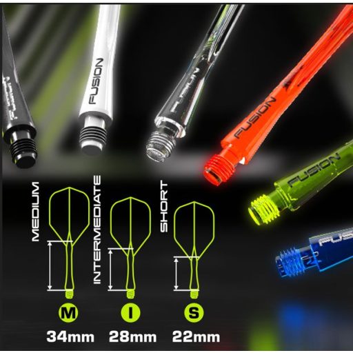 Darts toll és szár egyben Winmau Fusion átlátszó, No2 toll és hosszú szár