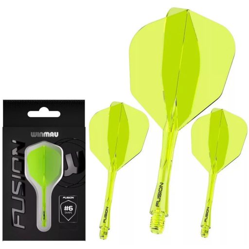 Darts toll és szár egyben Winmau Fusion neon sárga, No6 toll és közepes szár
