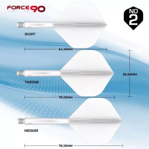 Darts toll és szár egyben Mission Force 90 fehér, standard No2 toll és hosszú szár