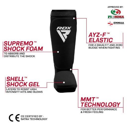 RDX SIB sípcsontvédő OEKO-TEX® Standard 100 tanúsítvánnyal, fekete