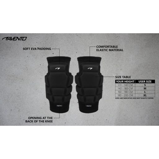 Avento  párnázott térdvédő, fekete, 1pár